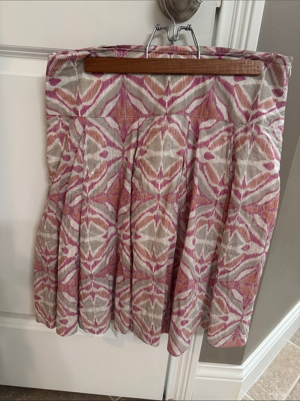 INC International Concepts Pink and Cream Patterned Circle Skirt